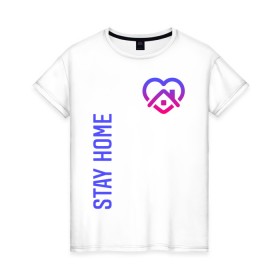 Женская футболка хлопок с принтом INSTAGRAM (STAY HOME). в Петрозаводске, 100% хлопок | прямой крой, круглый вырез горловины, длина до линии бедер, слегка спущенное плечо | 