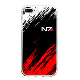 Чехол для iPhone 7Plus/8 Plus матовый с принтом MASS EFFECT N7 в Петрозаводске, Силикон | Область печати: задняя сторона чехла, без боковых панелей | Тематика изображения на принте: abstraction | bioware | geometry | hexagon | n7 | neon | shepard | stripes | texture | triangle | абстракция | броня | брызги | геометрия | жнецы | костюм | краски | масс эффект | н7 | неон | неоновый | соты | стальная броня 