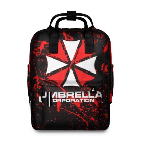 Женский рюкзак 3D с принтом Umbrella Corporation. в Петрозаводске, 100% полиэстер | лямки с регулируемой длиной, сверху ручки, чтобы рюкзак нести как сумку. Основное отделение закрывается на молнию, как и внешний карман. Внутри два дополнительных кармана, один из которых закрывается на молнию. По бокам два дополнительных кармашка, куда поместится маленькая бутылочка
 | resident evil | umbrella corporation | амбрелла | амбрелла корпорейшн | вирус | вымышленная военная и фармацевтическая корпорация | игра | умбрелла