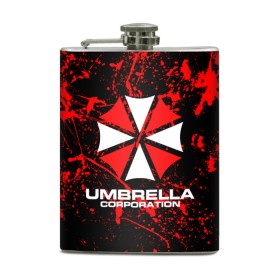 Фляга с принтом Umbrella Corporation. в Петрозаводске, металлический корпус | емкость 0,22 л, размер 125 х 94 мм. Виниловая наклейка запечатывается полностью | Тематика изображения на принте: resident evil | umbrella corporation | амбрелла | амбрелла корпорейшн | вирус | вымышленная военная и фармацевтическая корпорация | игра | умбрелла