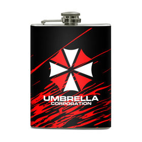 Фляга с принтом Umbrella Corporation. в Петрозаводске, металлический корпус | емкость 0,22 л, размер 125 х 94 мм. Виниловая наклейка запечатывается полностью | Тематика изображения на принте: resident evil | umbrella corporation | амбрелла | амбрелла корпорейшн | вирус | вымышленная военная и фармацевтическая корпорация | игра | умбрелла