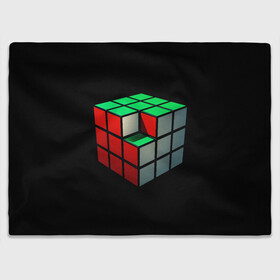 Плед 3D с принтом Кубик Рубика в Петрозаводске, 100% полиэстер | закругленные углы, все края обработаны. Ткань не мнется и не растягивается | Тематика изображения на принте: 3d | головоломка | игры | кубик | мозг | недостающий | рубика | элемент