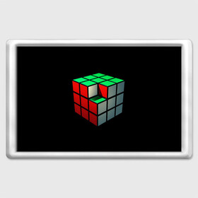 Магнит 45*70 с принтом Кубик Рубика в Петрозаводске, Пластик | Размер: 78*52 мм; Размер печати: 70*45 | Тематика изображения на принте: 3d | головоломка | игры | кубик | мозг | недостающий | рубика | элемент