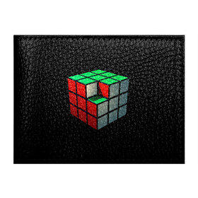 Обложка для студенческого билета с принтом Кубик Рубика в Петрозаводске, натуральная кожа | Размер: 11*8 см; Печать на всей внешней стороне | Тематика изображения на принте: 3d | головоломка | игры | кубик | мозг | недостающий | рубика | элемент