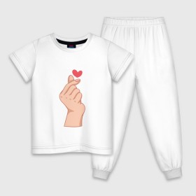Детская пижама хлопок с принтом Корейское сердечко в Петрозаводске, 100% хлопок |  брюки и футболка прямого кроя, без карманов, на брюках мягкая резинка на поясе и по низу штанин
 | жест | жесты | корейское сердечко | корейцы | люблю | люблю тебя | любовь | популярное | сердечко | сердце | симпатия | я люблю