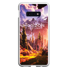 Чехол для Samsung S10E с принтом Horizon Zero Dawn в Петрозаводске, Силикон | Область печати: задняя сторона чехла, без боковых панелей | aloy | antasy girl | art | artwork | digital art | fantasy | horizon | horizon: zero dawn | landscape | tallneck | warrior fantasy | weapon | zero dawn