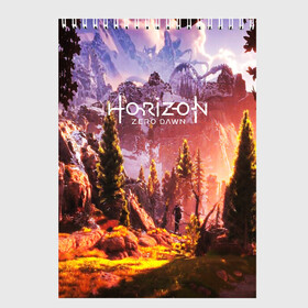 Скетчбук с принтом Horizon Zero Dawn в Петрозаводске, 100% бумага
 | 48 листов, плотность листов — 100 г/м2, плотность картонной обложки — 250 г/м2. Листы скреплены сверху удобной пружинной спиралью | aloy | antasy girl | art | artwork | digital art | fantasy | horizon | horizon: zero dawn | landscape | tallneck | warrior fantasy | weapon | zero dawn