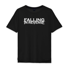 Мужская футболка хлопок Oversize с принтом Falling in Reverse в Петрозаводске, 100% хлопок | свободный крой, круглый ворот, “спинка” длиннее передней части | falling in reverse | logo | rock | ronnie radke | лого | рок | ронни радке