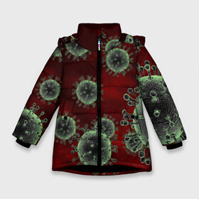 Зимняя куртка для девочек 3D с принтом COVID-19 в Петрозаводске, ткань верха — 100% полиэстер; подклад — 100% полиэстер, утеплитель — 100% полиэстер. | длина ниже бедра, удлиненная спинка, воротник стойка и отстегивающийся капюшон. Есть боковые карманы с листочкой на кнопках, утяжки по низу изделия и внутренний карман на молнии. 

Предусмотрены светоотражающий принт на спинке, радужный светоотражающий элемент на пуллере молнии и на резинке для утяжки. | covid 19 | molecule | абстракция | клетки | коронавирус | медицина | микробы | молекулы | наука | нейрон | нейроны | текстура | текстуры | формула