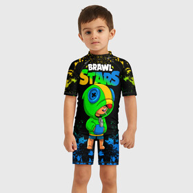 Детский купальный костюм 3D с принтом Leon Brawl Stars в Петрозаводске, Полиэстер 85%, Спандекс 15% | застежка на молнии на спине | brawl stars | brawl stars leon | leon | leon green | leon зеленый | бравл старс | зеленый леон | леон | леон огонь | леон старс | скин зеленый