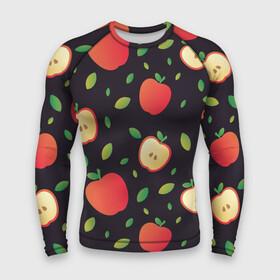 Мужской рашгард 3D с принтом Яблочный узор в Петрозаводске,  |  | узор | узоры | фрукт | фрукты | яблоки | яблоко | ягода | ягоды