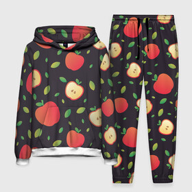 Мужской костюм 3D (с толстовкой) с принтом Яблочный узор в Петрозаводске,  |  | узор | узоры | фрукт | фрукты | яблоки | яблоко | ягода | ягоды