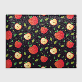 Обложка для студенческого билета с принтом Яблочный узор в Петрозаводске, натуральная кожа | Размер: 11*8 см; Печать на всей внешней стороне | узор | узоры | фрукт | фрукты | яблоки | яблоко | ягода | ягоды
