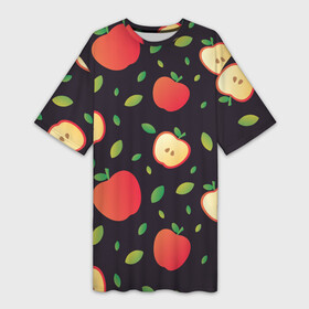 Платье-футболка 3D с принтом Яблочный узор в Петрозаводске,  |  | узор | узоры | фрукт | фрукты | яблоки | яблоко | ягода | ягоды