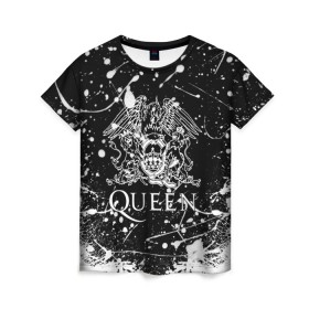 Женская футболка 3D с принтом QUEEN. в Петрозаводске, 100% полиэфир ( синтетическое хлопкоподобное полотно) | прямой крой, круглый вырез горловины, длина до линии бедер | queen | британская рок группа | квин | куин | кьюин | мистер робот | музыка | рами малек | рок | рок музыка | фредди меркьюри