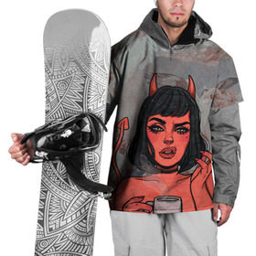 Накидка на куртку 3D с принтом КОФЕЕК в Петрозаводске, 100% полиэстер |  | coffee | demon | girl | демон | дьявол | кофе | суккуба