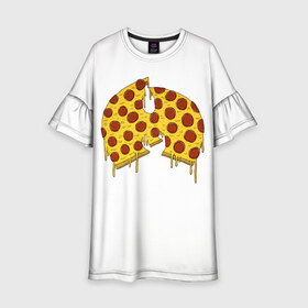 Детское платье 3D с принтом Pizza Clan в Петрозаводске, 100% полиэстер | прямой силуэт, чуть расширенный к низу. Круглая горловина, на рукавах — воланы | ghostface | method man | pizza | rap | rza | wu tang | ву танг | еда | метод мен | пицца | рэп
