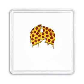 Магнит 55*55 с принтом Pizza Clan в Петрозаводске, Пластик | Размер: 65*65 мм; Размер печати: 55*55 мм | ghostface | method man | pizza | rap | rza | wu tang | ву танг | еда | метод мен | пицца | рэп