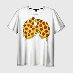 Мужская футболка 3D с принтом Pizza Clan в Петрозаводске, 100% полиэфир | прямой крой, круглый вырез горловины, длина до линии бедер | Тематика изображения на принте: ghostface | method man | pizza | rap | rza | wu tang | ву танг | еда | метод мен | пицца | рэп