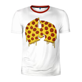 Мужская футболка 3D спортивная с принтом Pizza Clan в Петрозаводске, 100% полиэстер с улучшенными характеристиками | приталенный силуэт, круглая горловина, широкие плечи, сужается к линии бедра | Тематика изображения на принте: ghostface | method man | pizza | rap | rza | wu tang | ву танг | еда | метод мен | пицца | рэп
