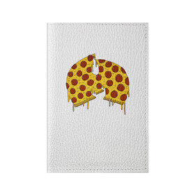 Обложка для паспорта матовая кожа с принтом Pizza Clan в Петрозаводске, натуральная матовая кожа | размер 19,3 х 13,7 см; прозрачные пластиковые крепления | Тематика изображения на принте: ghostface | method man | pizza | rap | rza | wu tang | ву танг | еда | метод мен | пицца | рэп