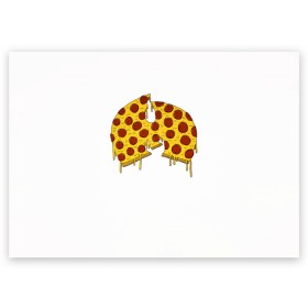 Поздравительная открытка с принтом Pizza Clan в Петрозаводске, 100% бумага | плотность бумаги 280 г/м2, матовая, на обратной стороне линовка и место для марки
 | ghostface | method man | pizza | rap | rza | wu tang | ву танг | еда | метод мен | пицца | рэп