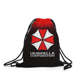 Рюкзак-мешок 3D с принтом UMBRELLA CORP в Петрозаводске, 100% полиэстер | плотность ткани — 200 г/м2, размер — 35 х 45 см; лямки — толстые шнурки, застежка на шнуровке, без карманов и подкладки | ada wong | biohazard | leon | nemesis | project resistance | raccoon city | re | re3 | resident evil | resident evil 3 | rpd | stars | umbrella | ада вонг | амбрелла | немезис | ужасы