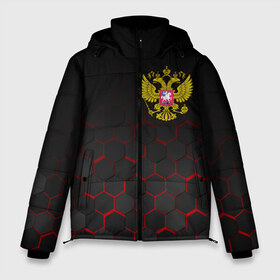 Мужская зимняя куртка 3D с принтом РОССИЯ в Петрозаводске, верх — 100% полиэстер; подкладка — 100% полиэстер; утеплитель — 100% полиэстер | длина ниже бедра, свободный силуэт Оверсайз. Есть воротник-стойка, отстегивающийся капюшон и ветрозащитная планка. 

Боковые карманы с листочкой на кнопках и внутренний карман на молнии. | Тематика изображения на принте: eagle | flag | russia | герб россии | двухглавый орёл | орёл | рашка | россия | флаг | флаг россии