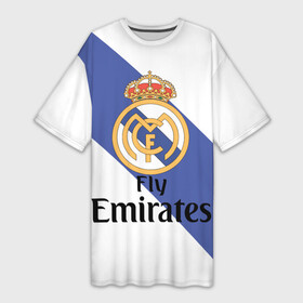 Платье-футболка 3D с принтом Реал в Петрозаводске,  |  | real madrid | испания | королевский клуб | мадрид | номер 4 | реал | серхио рамос | футбол