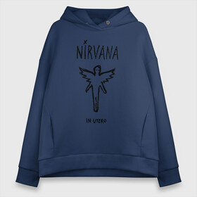 Женское худи Oversize хлопок с принтом Nirvana In utero в Петрозаводске, френч-терри — 70% хлопок, 30% полиэстер. Мягкий теплый начес внутри —100% хлопок | боковые карманы, эластичные манжеты и нижняя кромка, капюшон на магнитной кнопке | in utero | nirvana | nirvana in utero | smile | курт кобейн | нирвана | нирвана in utero