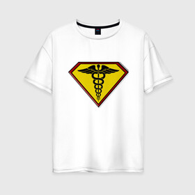 Женская футболка хлопок Oversize с принтом Символ героев в Петрозаводске, 100% хлопок | свободный крой, круглый ворот, спущенный рукав, длина до линии бедер
 | врачи | врачи супергерои | медицина | символ | эмблема