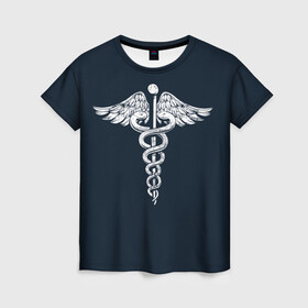 Женская футболка 3D с принтом Caduceus в Петрозаводске, 100% полиэфир ( синтетическое хлопкоподобное полотно) | прямой крой, круглый вырез горловины, длина до линии бедер | caduceus | coronavirus | medic | nurse | superhero | врач | врачи | герои | герой | коронавирус | медбрат | медик | медики | медицина | медсестра | супергерои | супергерой