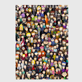 Скетчбук с принтом Персонажи South Park в Петрозаводске, 100% бумага
 | 48 листов, плотность листов — 100 г/м2, плотность картонной обложки — 250 г/м2. Листы скреплены сверху удобной пружинной спиралью | park | sout | мультик | парк | патрен | персонаж | саус | сериал | толпа | южный