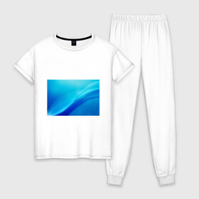 Женская пижама хлопок с принтом Волна в Петрозаводске, 100% хлопок | брюки и футболка прямого кроя, без карманов, на брюках мягкая резинка на поясе и по низу штанин | волна | волна на футболке | принт волна | фотопечать волны на футболке | футболка с волной