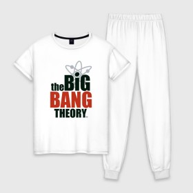 Женская пижама хлопок с принтом Big Bang Theory logo в Петрозаводске, 100% хлопок | брюки и футболка прямого кроя, без карманов, на брюках мягкая резинка на поясе и по низу штанин | big bang theory | howard wolowitz | leonard hofstadter | penny | raj | sheldon cooper | stuart bloom | vdgerir | воловитц | леонард хофстедер | пэнни | радж | раджешь кутрапалли | тбв | теория большого взрыва | чак лорри | шелдон | шэл