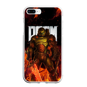 Чехол для iPhone 7Plus/8 Plus матовый с принтом DOOM ETERNAL в Петрозаводске, Силикон | Область печати: задняя сторона чехла, без боковых панелей | demons | devil | doom | doom eternal | doom guy | doom slayer | hell | iddqd | slayer | ад | демоны | дум | палач рока