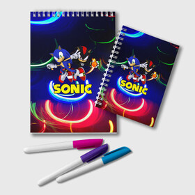 Блокнот с принтом SONIC в Петрозаводске, 100% бумага | 48 листов, плотность листов — 60 г/м2, плотность картонной обложки — 250 г/м2. Листы скреплены удобной пружинной спиралью. Цвет линий — светло-серый
 | Тематика изображения на принте: hedgehog | metal sonic | silver | silver the hedgehog | sonic | sonic boom | sonic the hedgehog | ёж сонник | игры | соник | фильмы