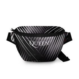 Поясная сумка 3D с принтом Queen в Петрозаводске, 100% полиэстер | плотная ткань, ремень с регулируемой длиной, внутри несколько карманов для мелочей, основное отделение и карман с обратной стороны сумки застегиваются на молнию | 3d | queen | британская | группа | исполнитель | лого | логотип | музыканты | надпись | рок | эмблема
