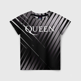 Детская футболка 3D с принтом Queen в Петрозаводске, 100% гипоаллергенный полиэфир | прямой крой, круглый вырез горловины, длина до линии бедер, чуть спущенное плечо, ткань немного тянется | 3d | queen | британская | группа | исполнитель | лого | логотип | музыканты | надпись | рок | эмблема