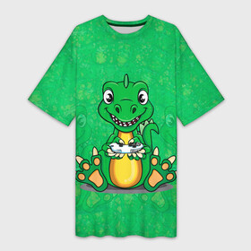 Платье-футболка 3D с принтом Дракоша геймер в Петрозаводске,  |  | dino | dinosaur | gamer | rex | t rex | ti rex | дино | динозавр | динозаврик | дракон | дракончик | дракоша | приставка | рекс | тираннозавр | тиранозавр | тирранозавр