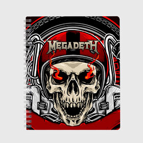 Тетрадь с принтом Megadeth в Петрозаводске, 100% бумага | 48 листов, плотность листов — 60 г/м2, плотность картонной обложки — 250 г/м2. Листы скреплены сбоку удобной пружинной спиралью. Уголки страниц и обложки скругленные. Цвет линий — светло-серый
 | countdown to extinction | бас | гитара | группа | дэйв мастейн | кико лоурейро | лос анджелес | метал | трэш | хард рок | хеви метал