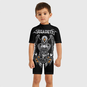 Детский купальный костюм 3D с принтом Megadeth в Петрозаводске, Полиэстер 85%, Спандекс 15% | застежка на молнии на спине | countdown to extinction | бас | гитара | группа | дэйв мастейн | кико лоурейро | лос анджелес | метал | трэш | хард рок | хеви метал