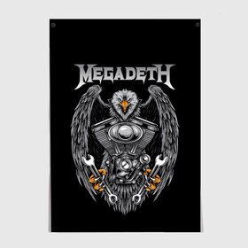 Постер с принтом Megadeth в Петрозаводске, 100% бумага
 | бумага, плотность 150 мг. Матовая, но за счет высокого коэффициента гладкости имеет небольшой блеск и дает на свету блики, но в отличии от глянцевой бумаги не покрыта лаком | Тематика изображения на принте: countdown to extinction | бас | гитара | группа | дэйв мастейн | кико лоурейро | лос анджелес | метал | трэш | хард рок | хеви метал