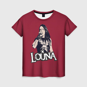 Женская футболка 3D с принтом Louna в Петрозаводске, 100% полиэфир ( синтетическое хлопкоподобное полотно) | прямой крой, круглый вырез горловины, длина до линии бедер | louna | лу геворкян | луна | лусине | музыка | рок | русский рок