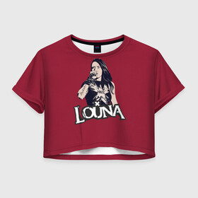 Женская футболка Crop-top 3D с принтом Louna в Петрозаводске, 100% полиэстер | круглая горловина, длина футболки до линии талии, рукава с отворотами | louna | лу геворкян | луна | лусине | музыка | рок | русский рок