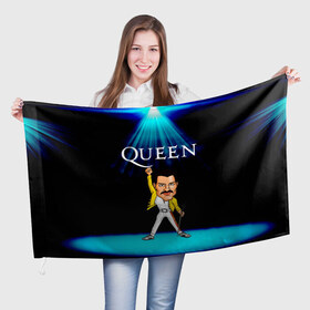 Флаг 3D с принтом Фреди Меркури в Петрозаводске, 100% полиэстер | плотность ткани — 95 г/м2, размер — 67 х 109 см. Принт наносится с одной стороны | freddie mercury | queen | англия | квин | музака | певец | рок | фреди меркури