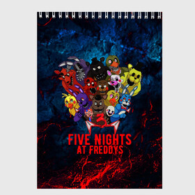 Скетчбук с принтом Five Nights At Freddys в Петрозаводске, 100% бумага
 | 48 листов, плотность листов — 100 г/м2, плотность картонной обложки — 250 г/м2. Листы скреплены сверху удобной пружинной спиралью | Тематика изображения на принте: 5 ночей с фредди | five nights at freddys | fnaf | horror | nightmare | страшилки | ужасы | фнаф | фредди фазбер | хоррор