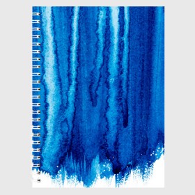 Тетрадь с принтом Будь в потоке в Петрозаводске, 100% бумага | 48 листов, плотность листов — 60 г/м2, плотность картонной обложки — 250 г/м2. Листы скреплены сбоку удобной пружинной спиралью. Уголки страниц и обложки скругленные. Цвет линий — светло-серый
 | Тематика изображения на принте: water | waterfall | абстракция | акварель | вода | водопад | голубая абстракция | дождь | краска | потеки краски | поток | потоки воды | потоки краски | текстура