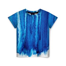 Детская футболка 3D с принтом Будь в потоке в Петрозаводске, 100% гипоаллергенный полиэфир | прямой крой, круглый вырез горловины, длина до линии бедер, чуть спущенное плечо, ткань немного тянется | water | waterfall | абстракция | акварель | вода | водопад | голубая абстракция | дождь | краска | потеки краски | поток | потоки воды | потоки краски | текстура