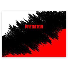 Поздравительная открытка с принтом PREDATOR в Петрозаводске, 100% бумага | плотность бумаги 280 г/м2, матовая, на обратной стороне линовка и место для марки
 | aliens | avp | black | cinema | predator | кино | фильм хищник | фильмы | хищник | чёрный | чужой